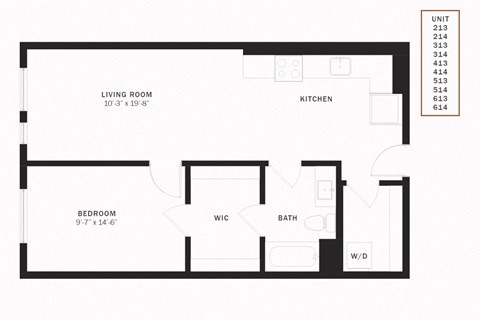 Coen 1 Bedroom 738 SF